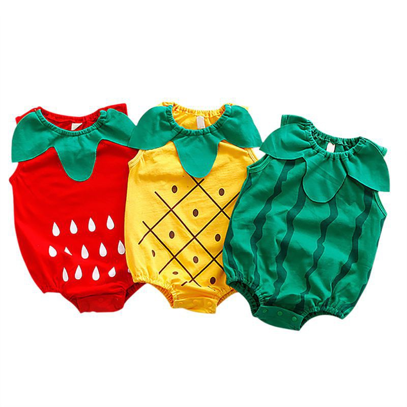 Jumpsuit áo yếm hình trái cây cho bé trai bé gái