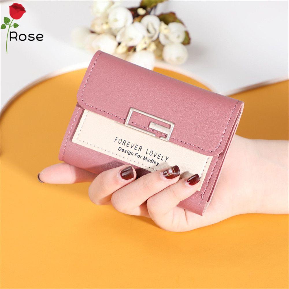 Ví Da Pu Mini Dạng Gập Ba In Chữ Nhiều Màu Thời Trang Cho Nữ