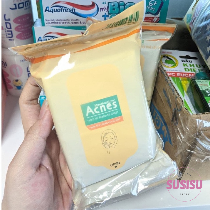 Khăn tẩy trang Acnes chăm sóc da mụn và tẩy cặn trang điểm /Khăn ướt tempo
