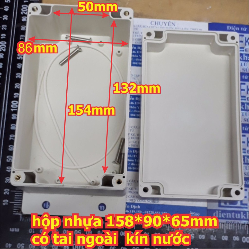 hộp nhựa 158*85*65mm, có tai ngoài kín nước kde3197