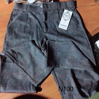 Quần baggy caro, vải dày, co giãn