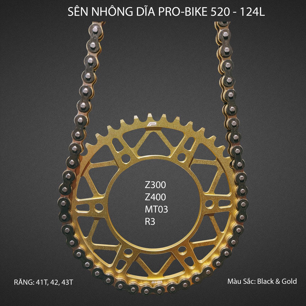 Nhông Sên Đĩa PRO-BIKE 7075 cho Z300, Z400, MT03, R3