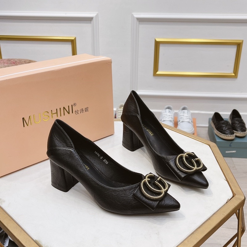 Giày cao gót tag nơ CG gót trụ fullbox hàng quảng châu cao cấp