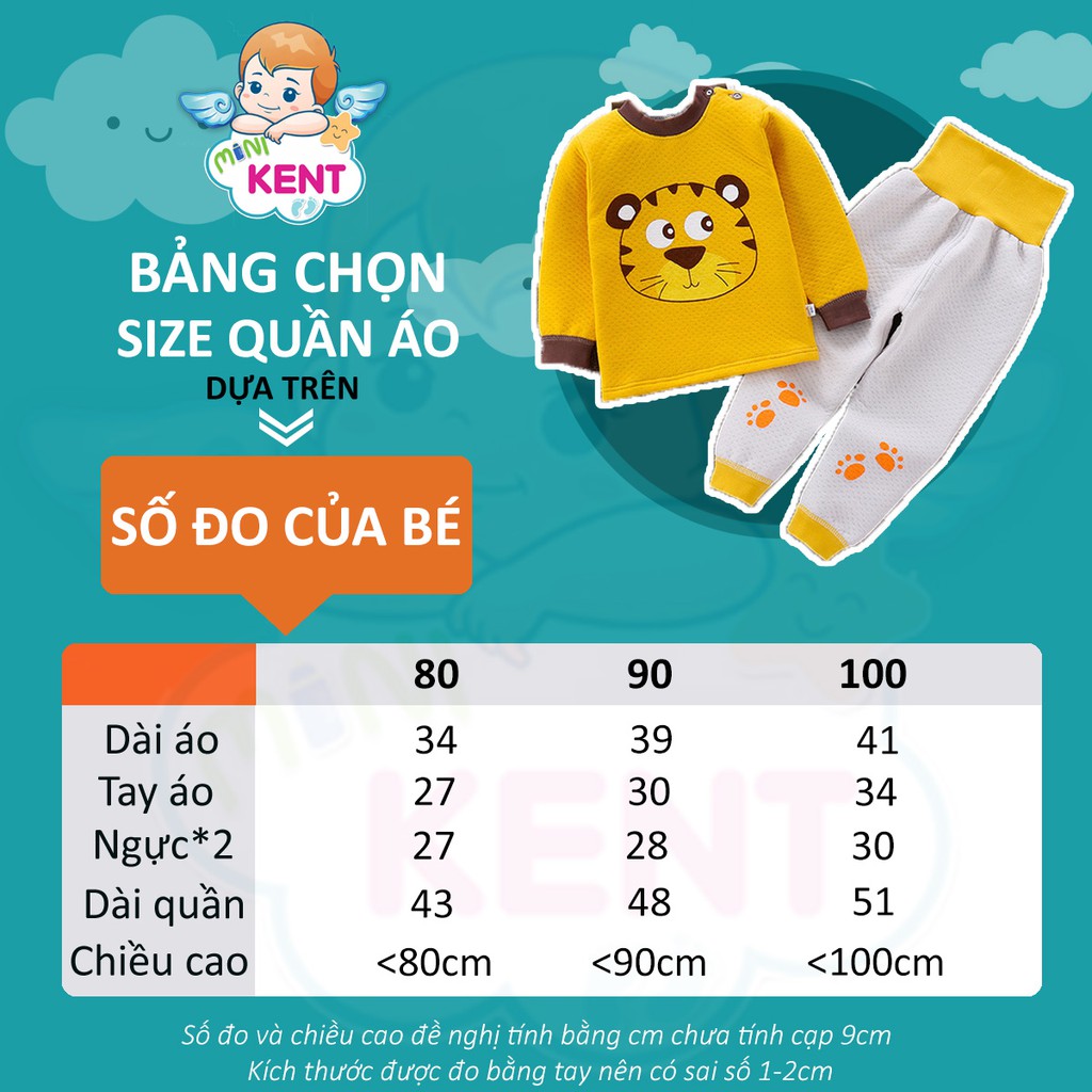 Bộ chần bông cho bé cạp cao hàng đẹp loại 1