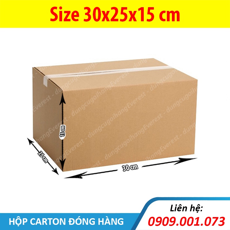 Hộp giấy size 30x25x15 cm, thùng carton gói hàng Everest