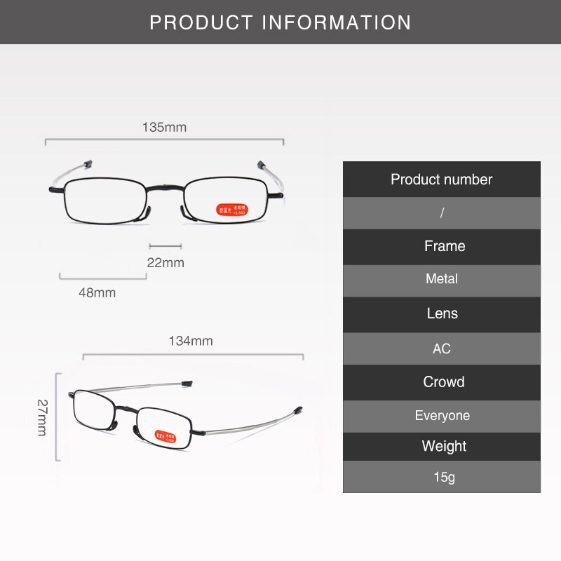 Kính Đọc Sách Chống Ánh Sáng Xanh 1.0~4.0 Có Thể Gập Lại Kèm Hộp Đựng Cho Nam Và Nữ