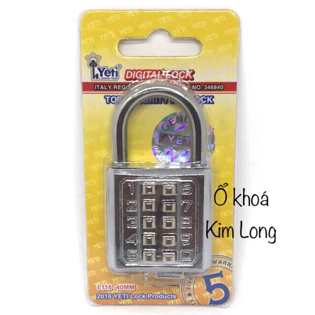 Ổ khoá số cố định YETI 40mm (không đổi pass được)