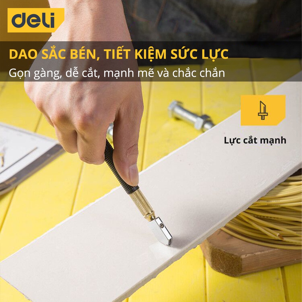 Dao Cắt Kính Thủy Tinh Deli 180mm Chất Lượng Cao - Lưỡi Dao Sắc Bén, Đường Cắt Gọn Đẹp, Thiết Kế Nhỏ Gọn - DL2701