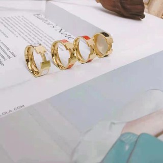 Nhẫn thời trang mắt chữ H mạ vàng thiết kế đơn giản phong cách Pháp