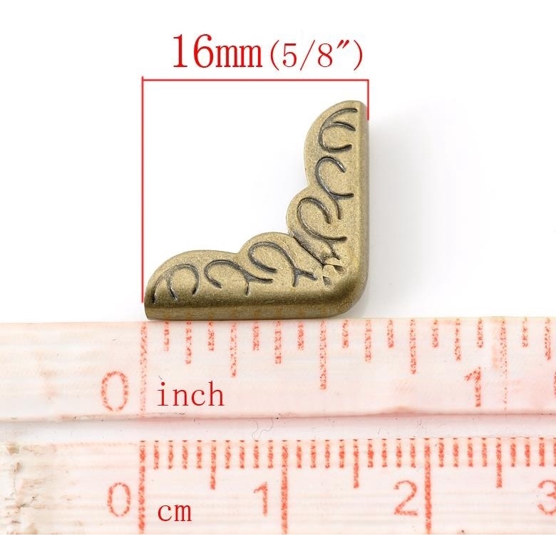 100 Miếng Bọc Góc Sách Kim Loại Màu Đồng Kích Thước 16x16mm