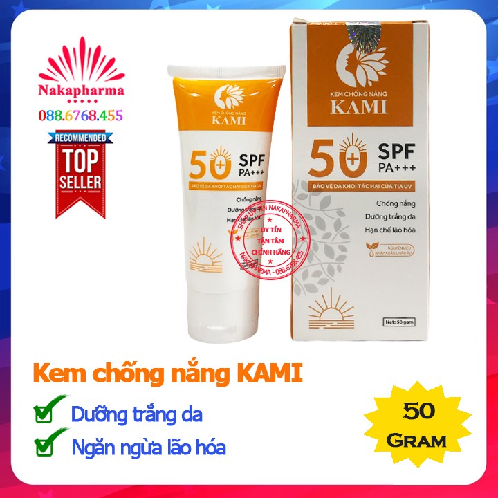 Kem chống nắng Kami SPF 50+ - Giúp bảo vệ da khỏi tác hại của tia cực tím UV, giảm nám da, sạm da do cháy nắng