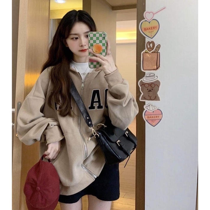 Áo Khoác Nỉ Ngoại DAHU Unisex [FREESHIP]  Jacket form rộng tay bồng kiểu dáng đường phố 3158 hàn quốc