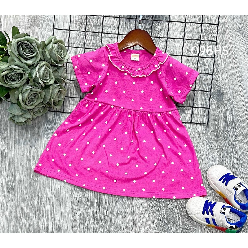 Đầm bé gái chất cotton VNXK cổ bèo dáng babydoll siêu đẹp 096