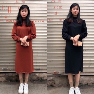 Váy len tay phồng