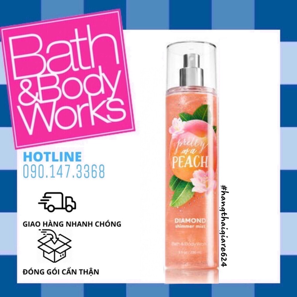 Xịt thơm có nhũ Bath and Body Works - Pretty As A Peach 236ml _ 𝑴𝒂̂̃𝒖 𝒄𝒉𝒊𝒆̂́𝒕_ [𝑳𝒊𝒏𝒉 𝑽𝒚̃ 𝑨𝒖𝒕𝒉𝒆𝒏𝒕𝒊𝒄]