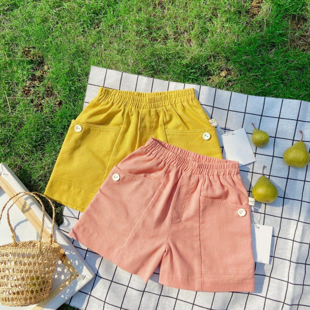 Quần đùi trẻ em túi sườn nhiều màu sắc cho bé trai bé gái từ 10-23kg