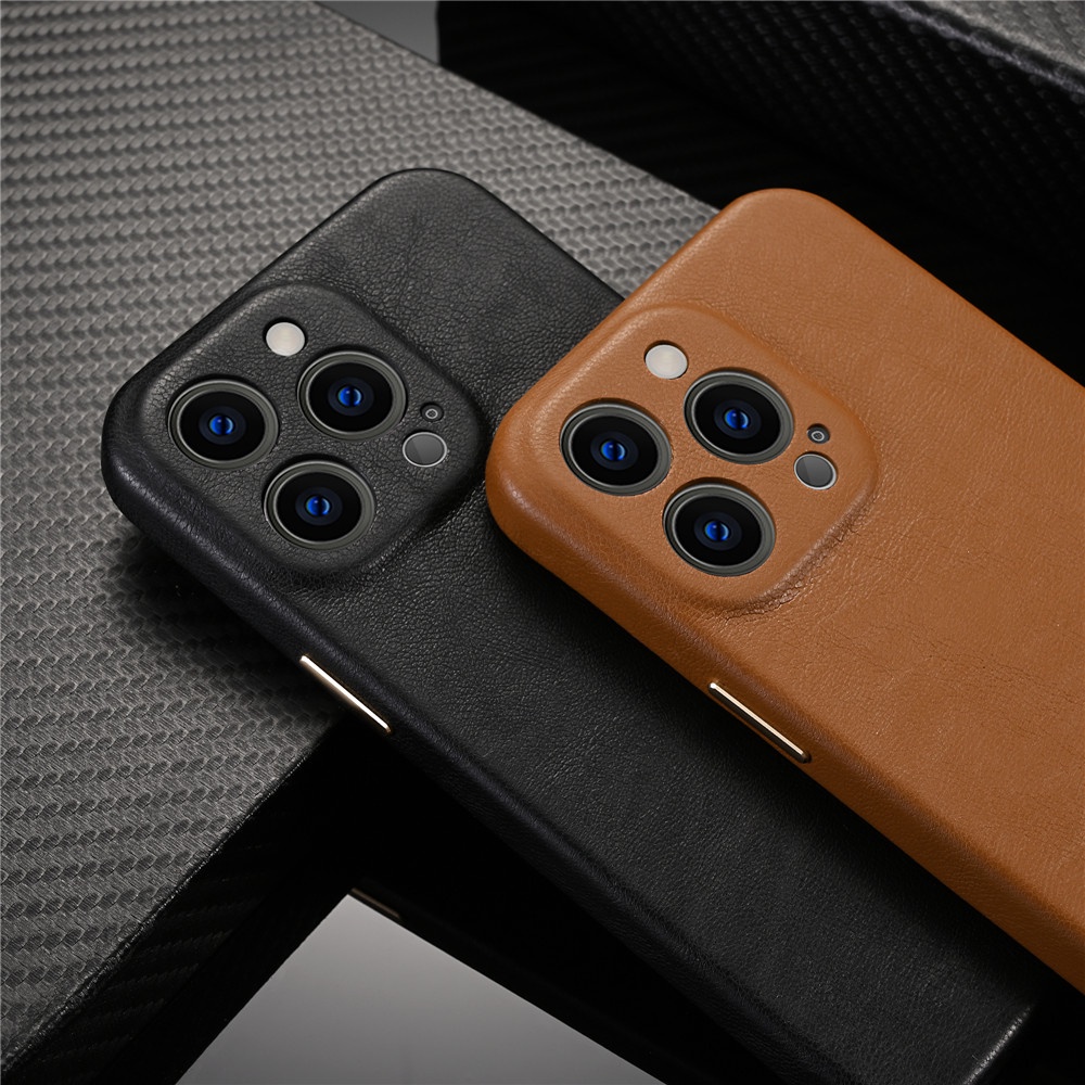 Ốp Điện Thoại Da Bò Thật Bảo Vệ Camera Kiểu Vintage Cho iPhone 14 Pro Max Plus 13 Pro 13Mini