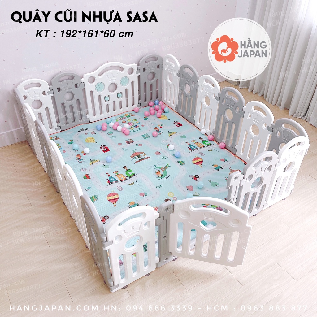 Quây cũi nhựa vương miện Sasa cao cấp an toàn cho bé kích thước 192 x 161 x 60cm/161 x 161 x 60cm