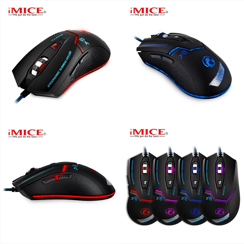Chuột chơi game có dây IMICE X8 tăng chuột máy tính có thể điều khiển bốn màu