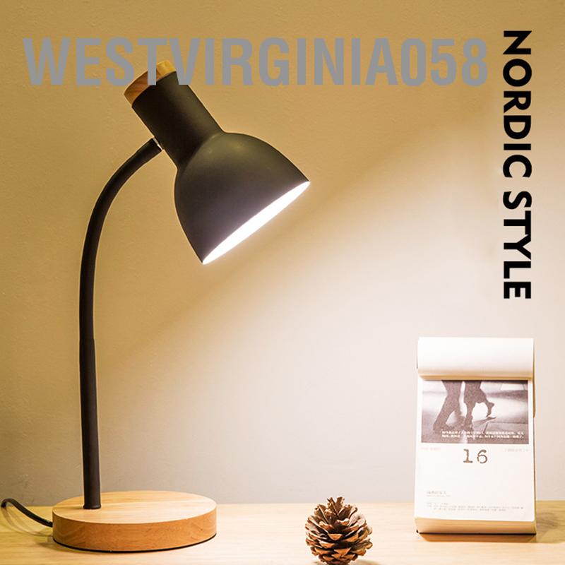 Westvirginia058 Đèn bàn LED Bảo vệ mắt chống gỉ Ổn định đế gỗ vững chắc Ống cắm linh hoạt cho ký túc xá