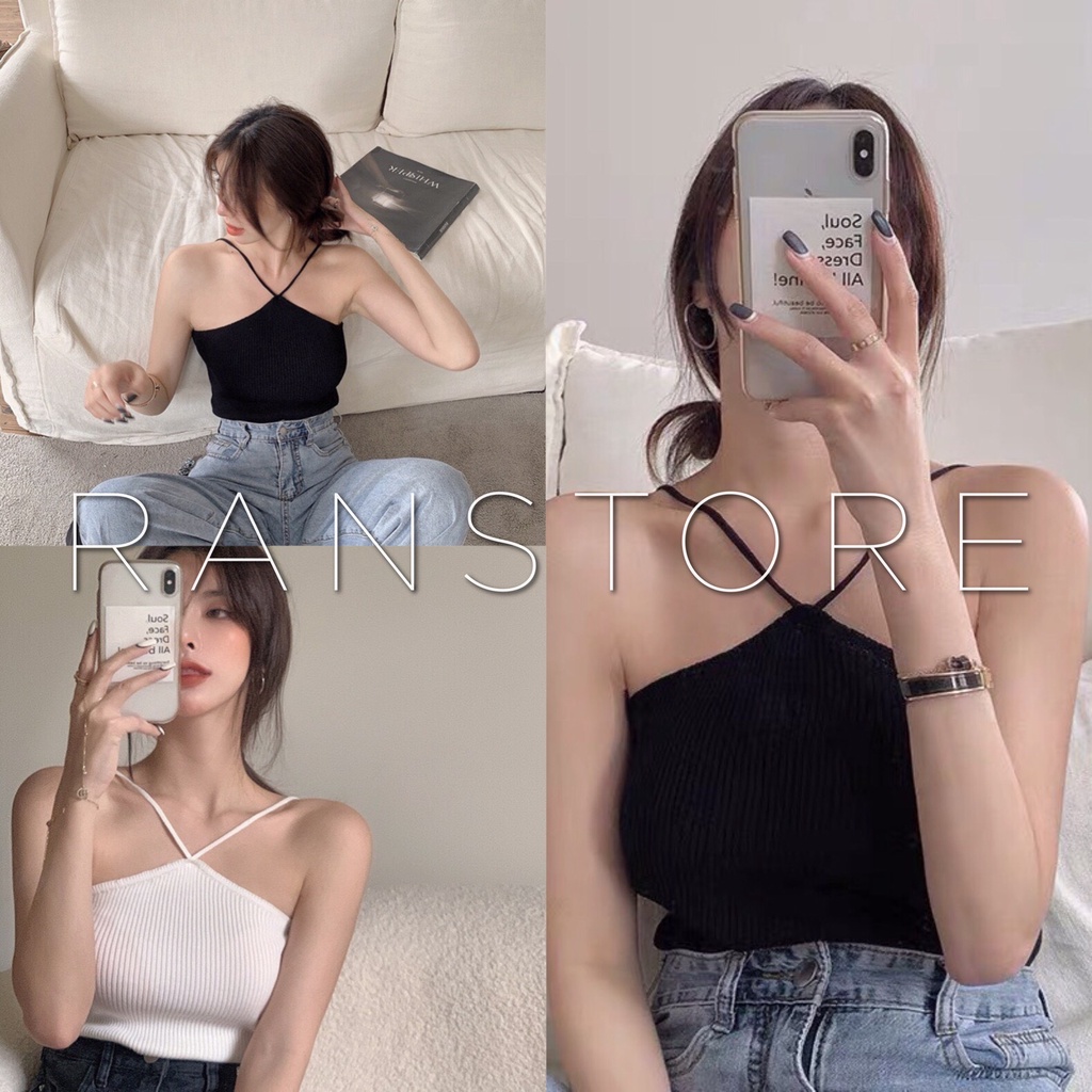 Áo yếm trơn bigsize ôm body sexy 2 màu trẻ trung năng động/ Áo crt nữ dễ phối đồ dáng ôm mặc tôn dáng_ranstore
