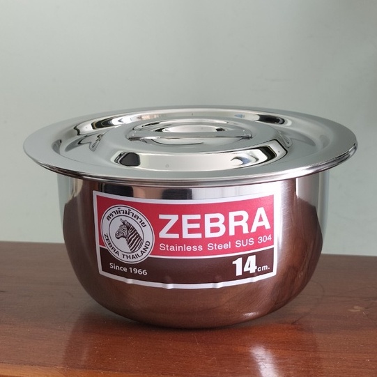 Thố Inox có nắp Zebra, 18cm -170018 - 1 Đáy Loại Dày, Inox 304 nhập khẩu Thái Lan