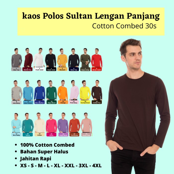 Áo thun dài tay màu trơn thời trang dành cho nam | Áo thun Cotton trơn thời trang cá tính 30s | Áo thun trơn thời trang đơn giản