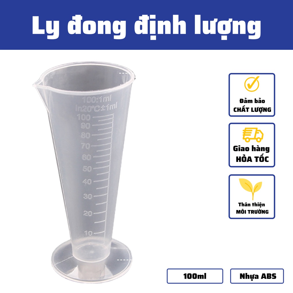 Ly đong định lượng 100ml nhựa ABS không độc hại ric cốc ca đong pha chế và làm bếp có vạch chia rõ nét