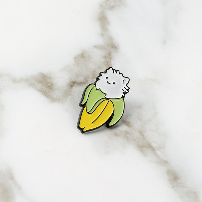 Ghim cài áo hình trái chuối chú mèo hoạt hình dễ thương