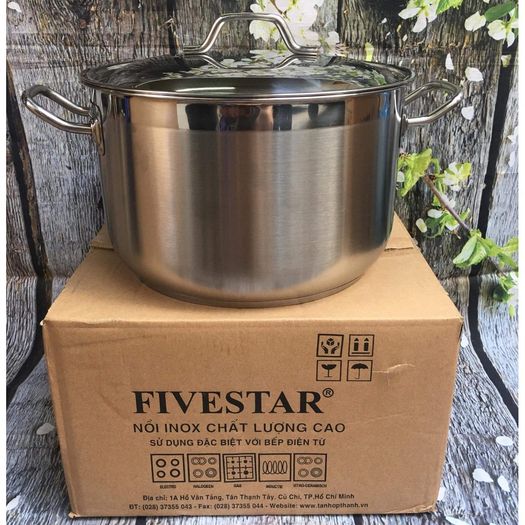 Nồi luộc gà Fivestar 3 đáy inox 430 26/28/30/32/36cm-đun từ 5.0