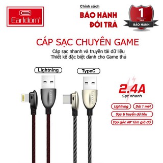 Dây Cáp Sạc Nhanh Earldom EC075 Cho iPhone 6/6s/7/7plus/8/8plus/X Đầu Nối USB Dây Nylon Bện Dài 1m