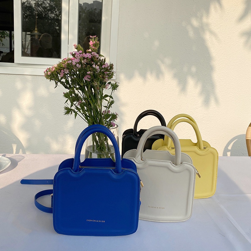 Túi đeo chéo IELGY hình vuông nhỏ màu trơn có dây kéo phong cách thời trang cho nữ