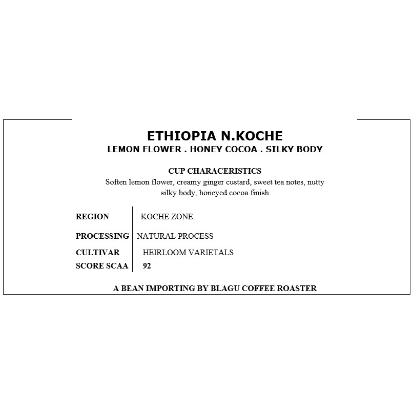 CÀ PHÊ BLAGU HẠT RANG ETHIOPIA N. KOCHE, LIGHT ROAST, 100G | BigBuy360 - bigbuy360.vn
