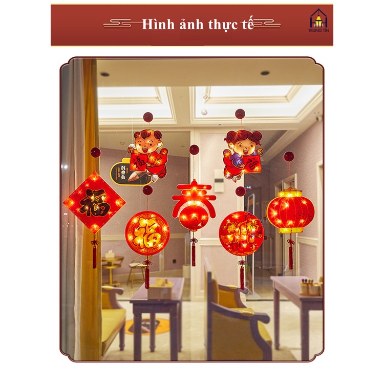 ĐÈN LED TRANG TRÍ TẾT SIÊU HOT DECOR NHÀ CỬA - DÁN KÍNH Có Nút Hít chưa kèm PIN làm quà dịp lễ Trung Tín.