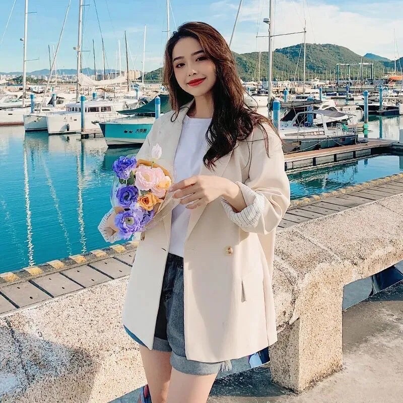 Áo blazer nâu tây sang chảnh màu đen trơn, màu trắng - dáng suông rộng trượt vạt bầu dáng rộng hàn quốc - BL05 | BigBuy360 - bigbuy360.vn