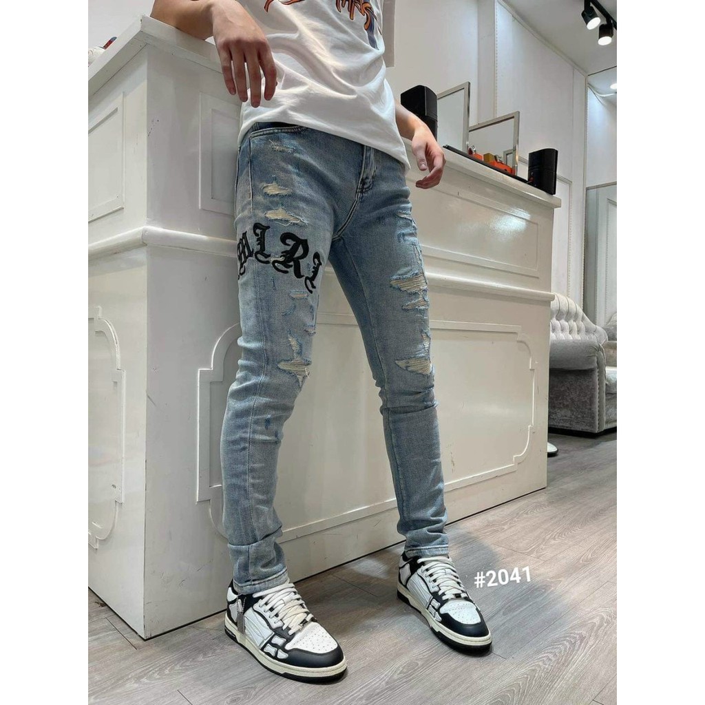 Quần jean nam xanh chữ thêu chất bò cao cấp co dãn 4 chiều NHIỀU MẪU MỚI m2041