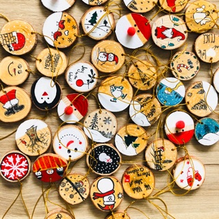 [DUY NHẤT Ở SHOP] - Phụ kiện treo cây thông giáng sinh bằng gỗ vẽ thủ công