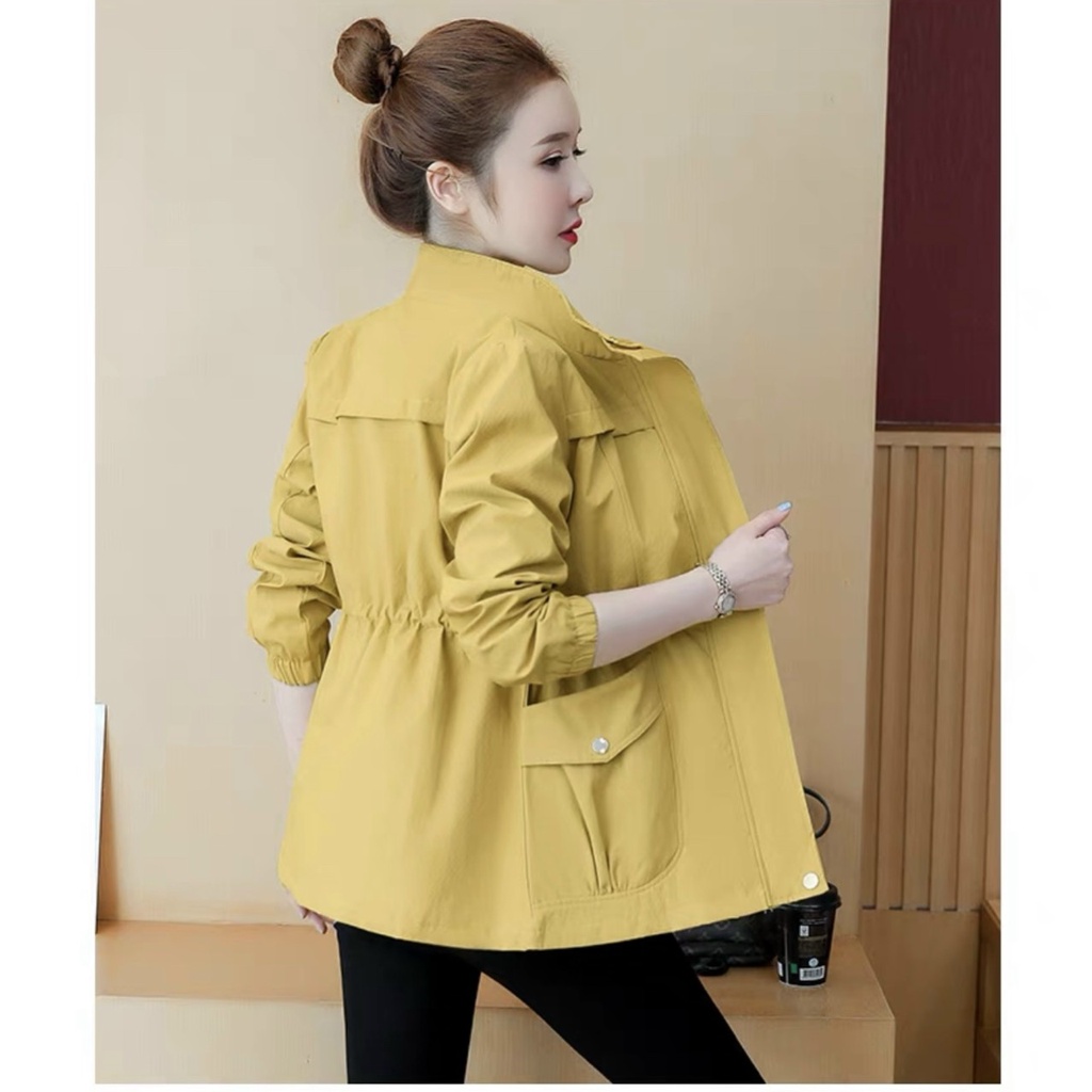 Áo Khoác Kaki Nữ Kiểu Trơn Có Dây Rút Eo Đường Cong Của Túi giống Hình,Mẫu Mặc Cực Đẹp Cực Sịn Sò Hót Trend_UT