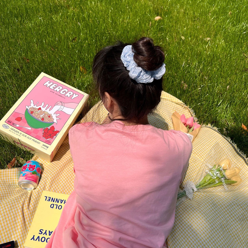 Dây Buộc Tóc Vải Lưới Màu Sắc Ngọt Ngào Phong Cách Hàn Quốc