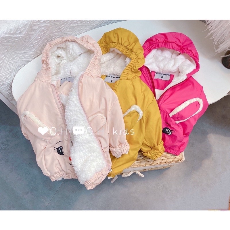 Áo phao lót lông cho trẻ em 8-28kg , mẫu tai thỏ cho bé