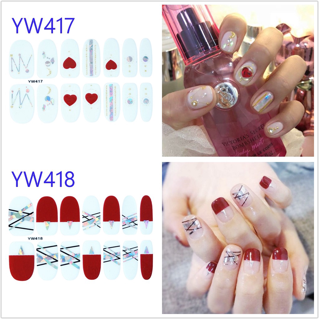 Miếng dán trang trí móng tay nghệ thuật 3D chống thấm nước YW413-428