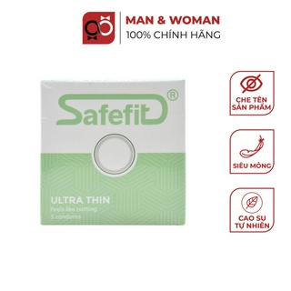 Bao cao su siêu mỏng 0.04mm safefit untra thin hộp 3 cái con405