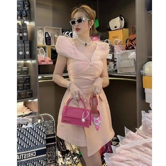 Đầm váy nữ họa tiết 2 màu phối lưới sang chảnh ( có mút ngực, có lót ) thanh lịch trẻ trung dự tiệc