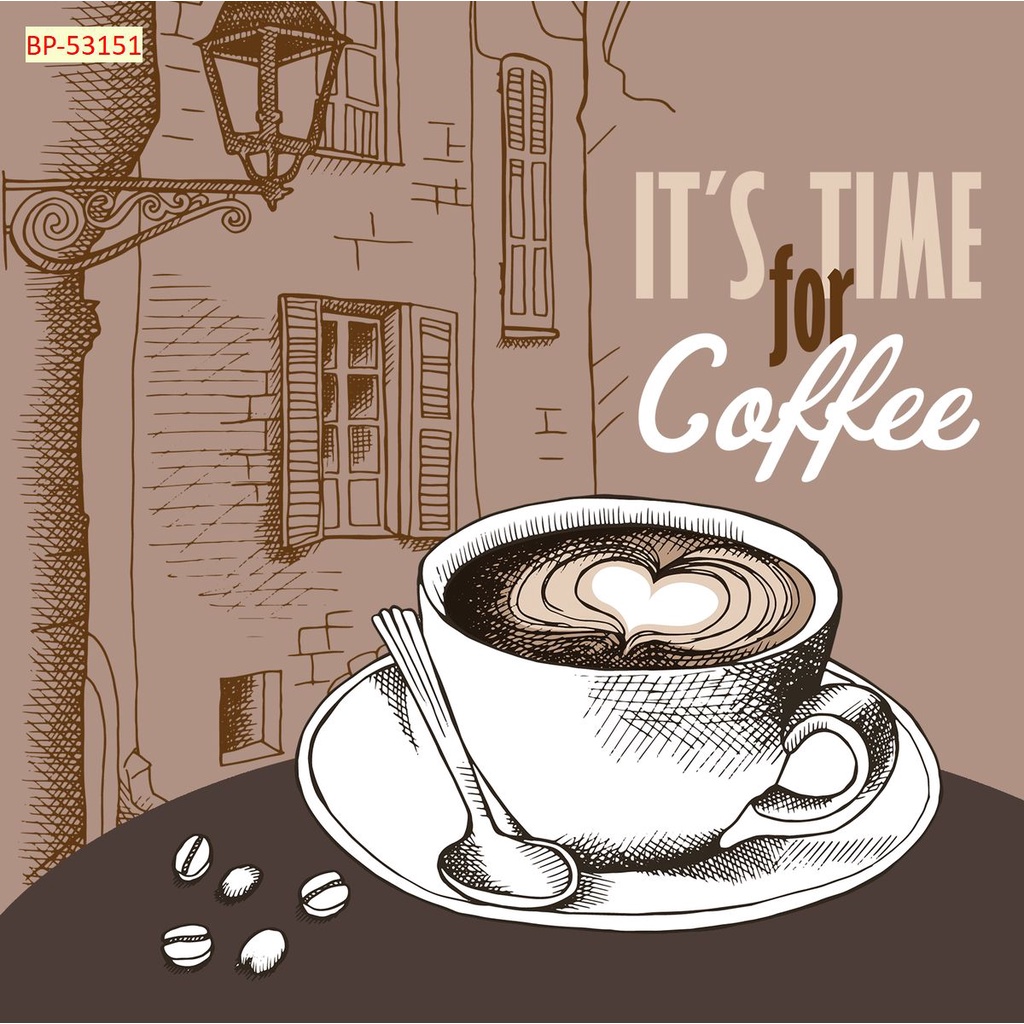 Tranh dán tường quán ăn Quán Cafe, Trà Sữa, Trang Trí Cửa Hàng