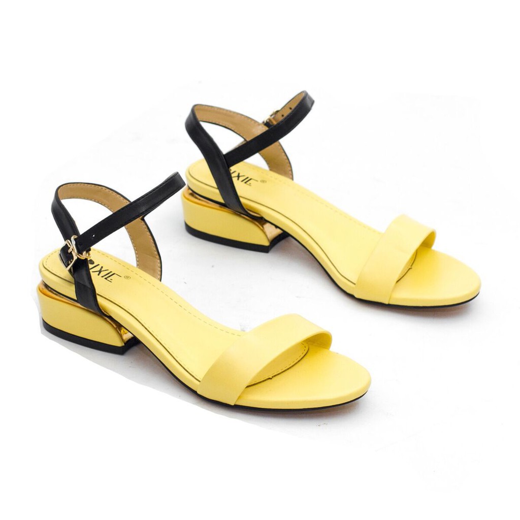 Giày Sandal 3cm Quai Mảnh Đế Vuông Viền Kim Loại Pixie X429