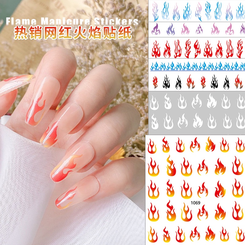 Sticker Dán Móng Họa Tiết Ngọn Lửa Nhiều Màu