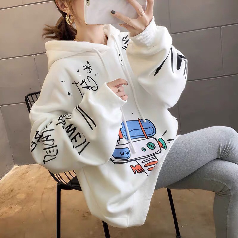 Áo Hoodie Nón Chui Trùm Đầu Nữ Chất Vải Nỉ Poly Unisex Nam Nữ, In Súng Nước WAH019NOTR | BigBuy360 - bigbuy360.vn