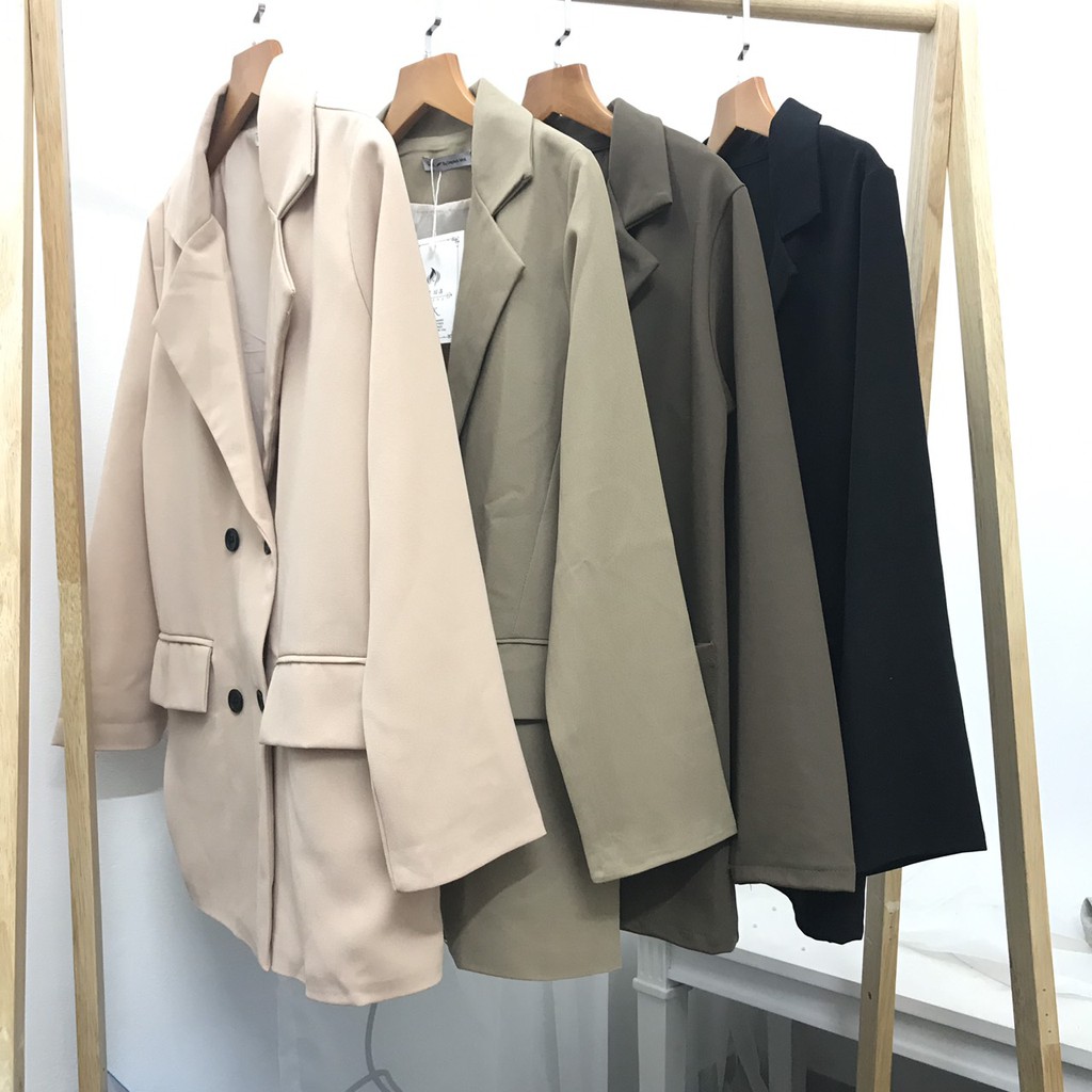 Áo Blazer trơn ULZZANG 1 lớp, 2 lớp Style Hàn Quốc trẻ trung form đẹp - MIX đồ xinh màu Đen / Kem / Nâu Tây / Nâu Đất