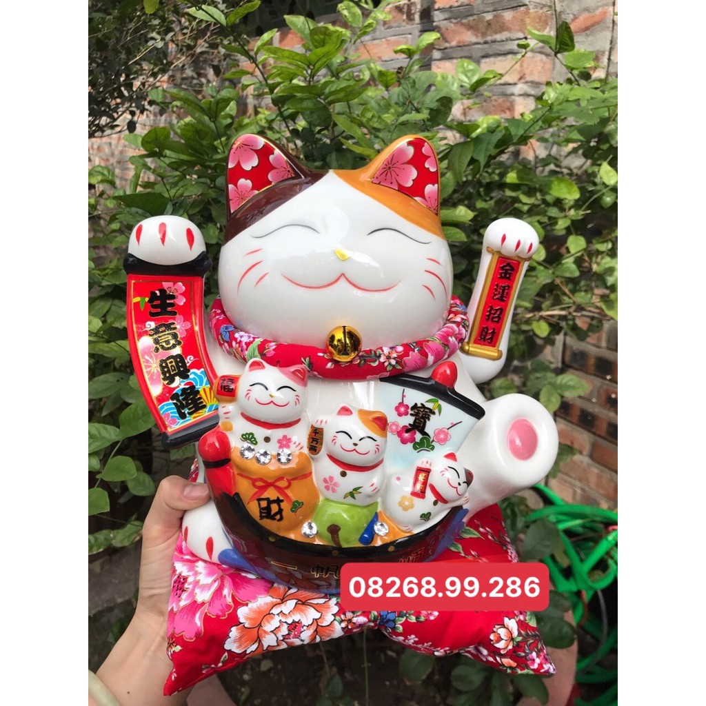 Mèo thần tài Thiên kim vạn lượng may mắn 20cm- 26cm -30cm (có3 size)