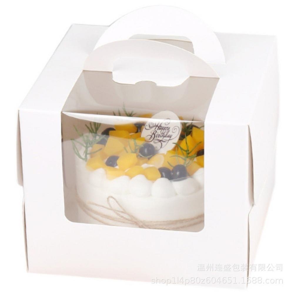 Hộp Giấy Đựng Bánh Sinh Nhật Màu Trắng Có Kính Meca